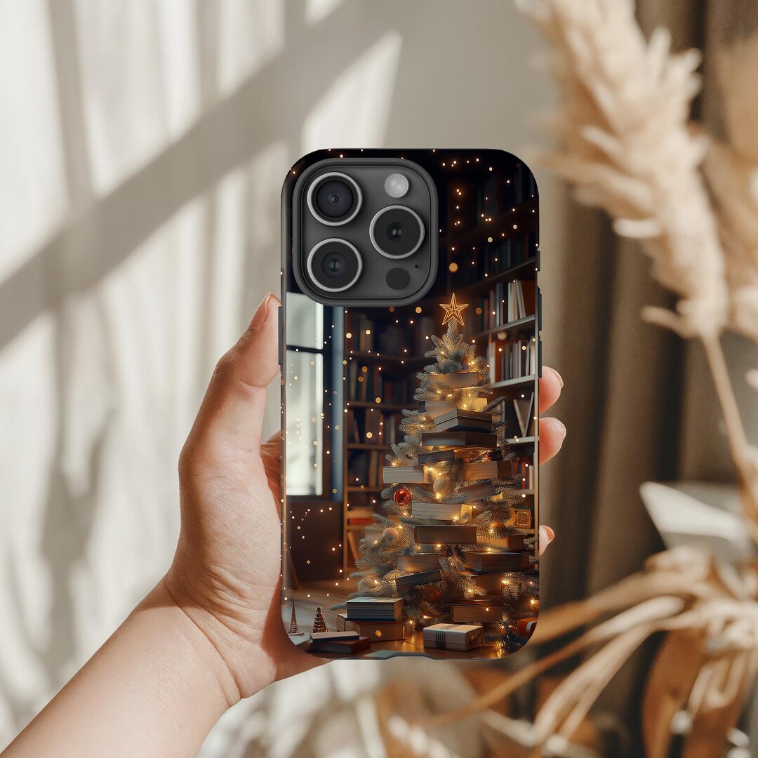 Photoreal Christmas Tree Bookstack iPhone Case Cute Bright for iPhone ...