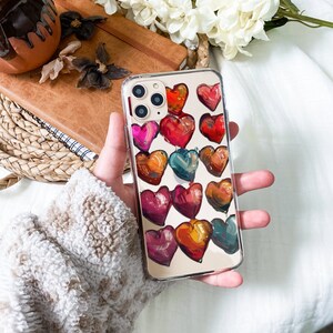 Graffiti Heart Pattern iPhone Case Cute bright for iPhone 16 15 14 13 12 11 Clear Phone Cover Trendy Love