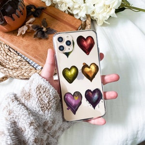 Glitter Art Hearts Pattern iPhone Case Cute bright for iPhone 16 15 14 13 12 11 Clear Phone Cover Trendy Love