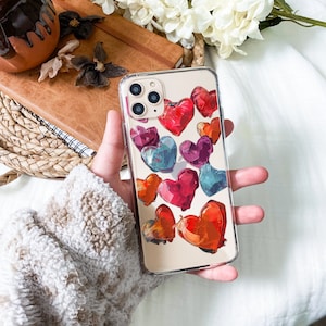 Graffiti Heart Pattern iPhone Case Cute bright for iPhone 16 15 14 13 12 11 Clear Phone Cover Trendy Love