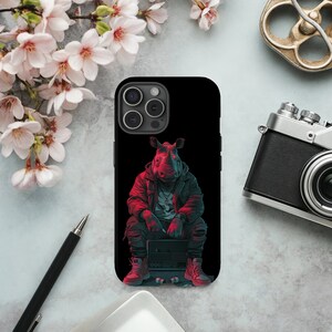 Rhino Street Wear iPhone Case Cool Trendy for iPhone 17 16 15 14 13 12 Tough Phone Cover Gangsta Rap Culture