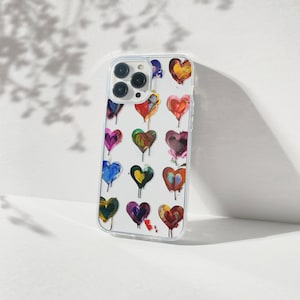 Heart Paint Drip iPhone Case Cute bright for iPhone 16 15 14 13 12 11 Clear Phone Cover Trendy Love