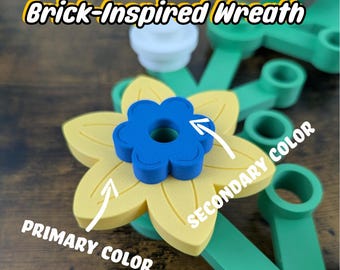 Large Pointed 3 Piece Flower with Round Flower Cap for Giant Brick-Inspired Wreath