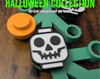 Building Brick Skull - Halloween Collection for Giant Brick-Inspired Wreath