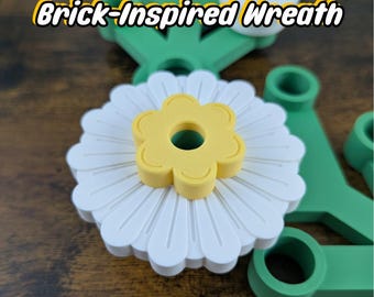 Large Daisy 3 Piece Flower with Round Flower Cap for Giant LEGO-Inspired Wreath