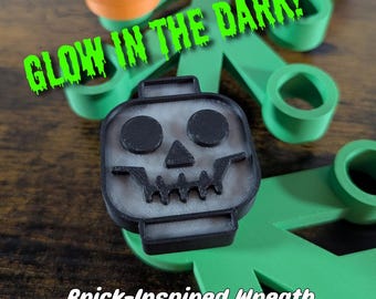 Glow Building Brick Skull - Halloween Collection for Giant Brick-Inspired Wreath