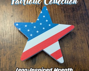 Patriotic Flag Star for Giant LEGO-Inspired Wreath