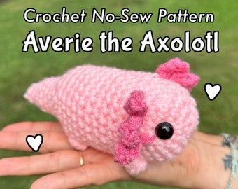 Crochet No-Sew Averie the Axolotl Amigurumi Pattern