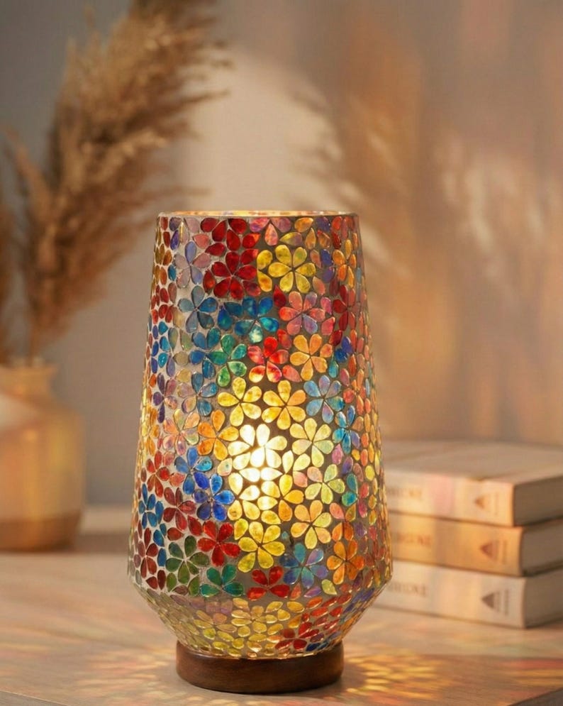 Lámpara de mosaico de múltiples pétalos