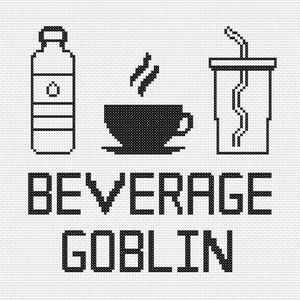 Beverage Goblin Easy, Simple Cross Stitch Pattern- Digital Download-- beginner friendly