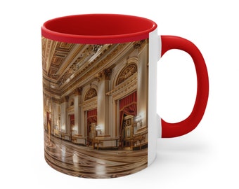Amazing  interior of the Buckingham Palace, UK, Mug, 11oz - great gift for Mom and Dad, siblings and friends, Royal Family lovers.