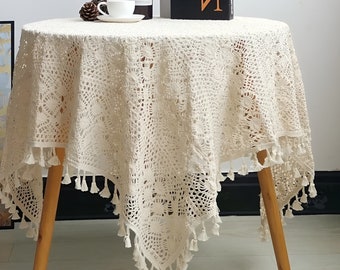 Nappe en coton faite main au crochet - Style vintage