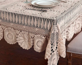 Unique Crochet Tablecloth Handmade Tablecloth, Rustic Elegance Tablecloth, Artisan Crafted, Unique Handcraf, Boho Home Decor,