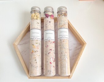 Tubes Bath Salts (125 g) - Rosy, Lavender, Eucalyptus Aromatherapy. wedding favours