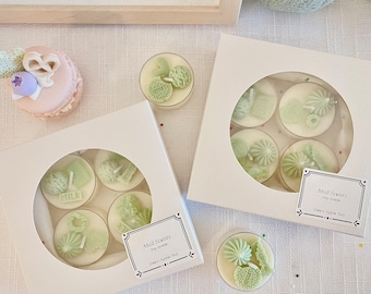 Scented Tealights with Adorable Dessert Decor (green color), Aromatheraphy candle gifts