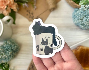 Kiki’s Delivery Service Gigi Black Cat Mug Studio Ghibli Waterproof Fantasy Cottage Core Sticker