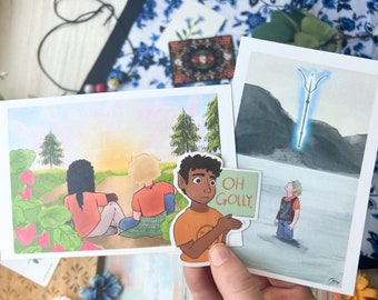 Percy Jackson Camp Halfblood Oh Golly Consensus Song Delphi Strawberry Fields Art Prints and Waterproof Sticker Combo Pack
