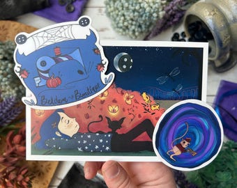 Coraline Sticker and Print Bundle Halloween Spooky Art Other Mother Garden Beldam Button Sewing Sign Circus Mouse Portal Waterproof Stickers