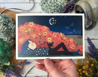 Coraline Other Mother Garden Spooky Halloween Cat Small Art Print