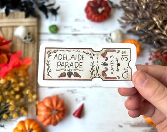 Adelaide Parade Over the Garden Wall Wirt Greg Beatrice Beast Halloween Spooky Fantasy Adventure Cottage Core Ticket Waterproof Sticker