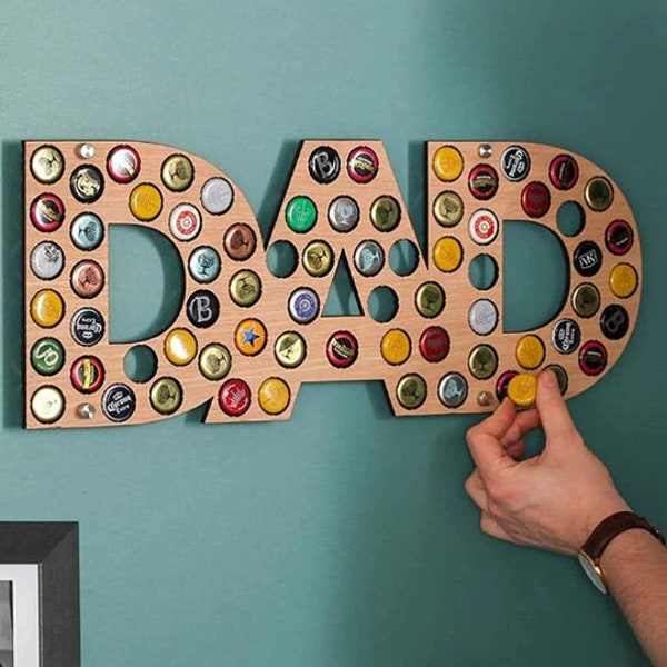 Dad's Wooden Beer Cap holder , Gifts for Him, Gifts for Beer Lovers, Perfect for Fathers Day!