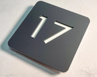 Laser Cut Anthracite Grey & White House Sign | Door Number Plaque