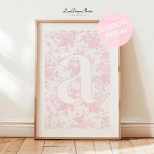 Decorazione murale cinese con lettere personalizzate rosa, iniziale con lettera bianca personalizzata, decorazioni per dormitori rosa, decorazioni per camere da letto vintage con motivi botanici, nome sopra il letto