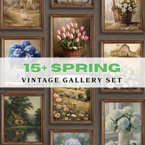 Ensemble de 16 maisons de ferme printanière, lot de 16 décorations murales vintage, décoration murale maison de campagne avec fleurs sauvages, fleurs rustiques, impressions sur la nature, téléchargement immédiat