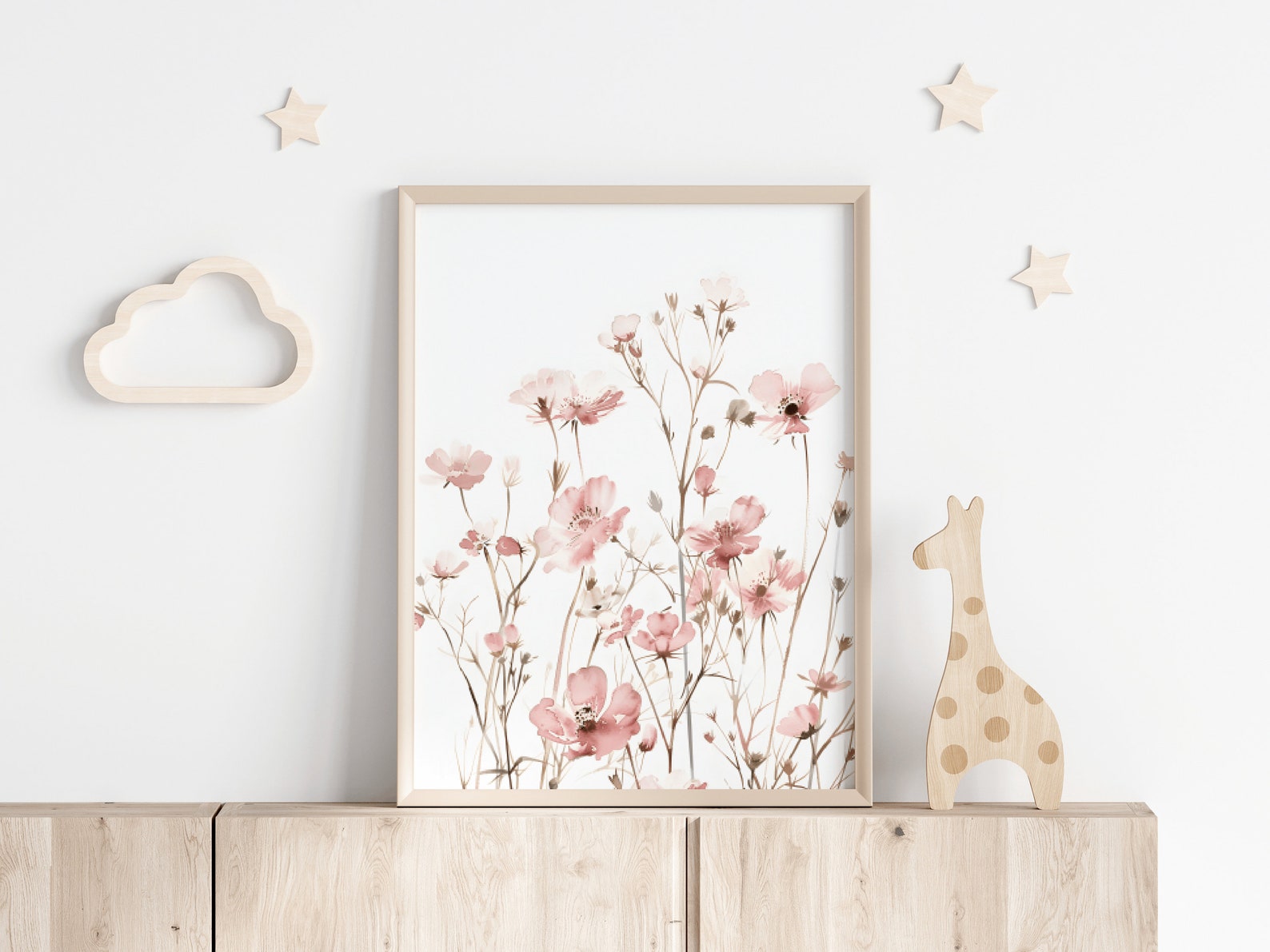 Wildflower Nursery Print Set, Pink Nursery Wall Art, Meadow Flowers ...