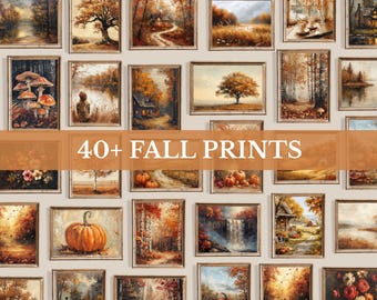 Fall Gallery Wall Set, Fall Gallery Wall Prints, Bundle Wall Art, Moody Farmhouse Autumn Prints, Warm Tone Wall Art, Fall Landscape Painting