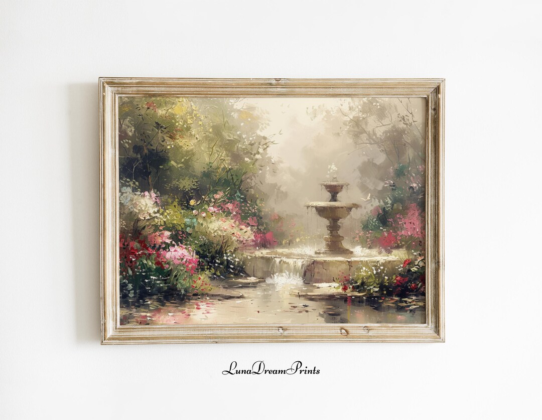 Garden Painting Cottage Wall Art, Cottagecore Vintage Oil Painting ...