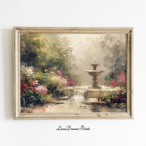 Garden Painting Cottage Wall Art, Cottagecore Vintage Oil Painting, Spring Botanical Flowers Garden Print, Floral Farmhouse Digital Decor