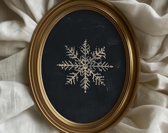 Minimalist Winter Snowflake Print, Winter Christmas Wall Art, Neutral Christmas Painting, Moody Holiday Home Decor, Snow Artwork Digital Art