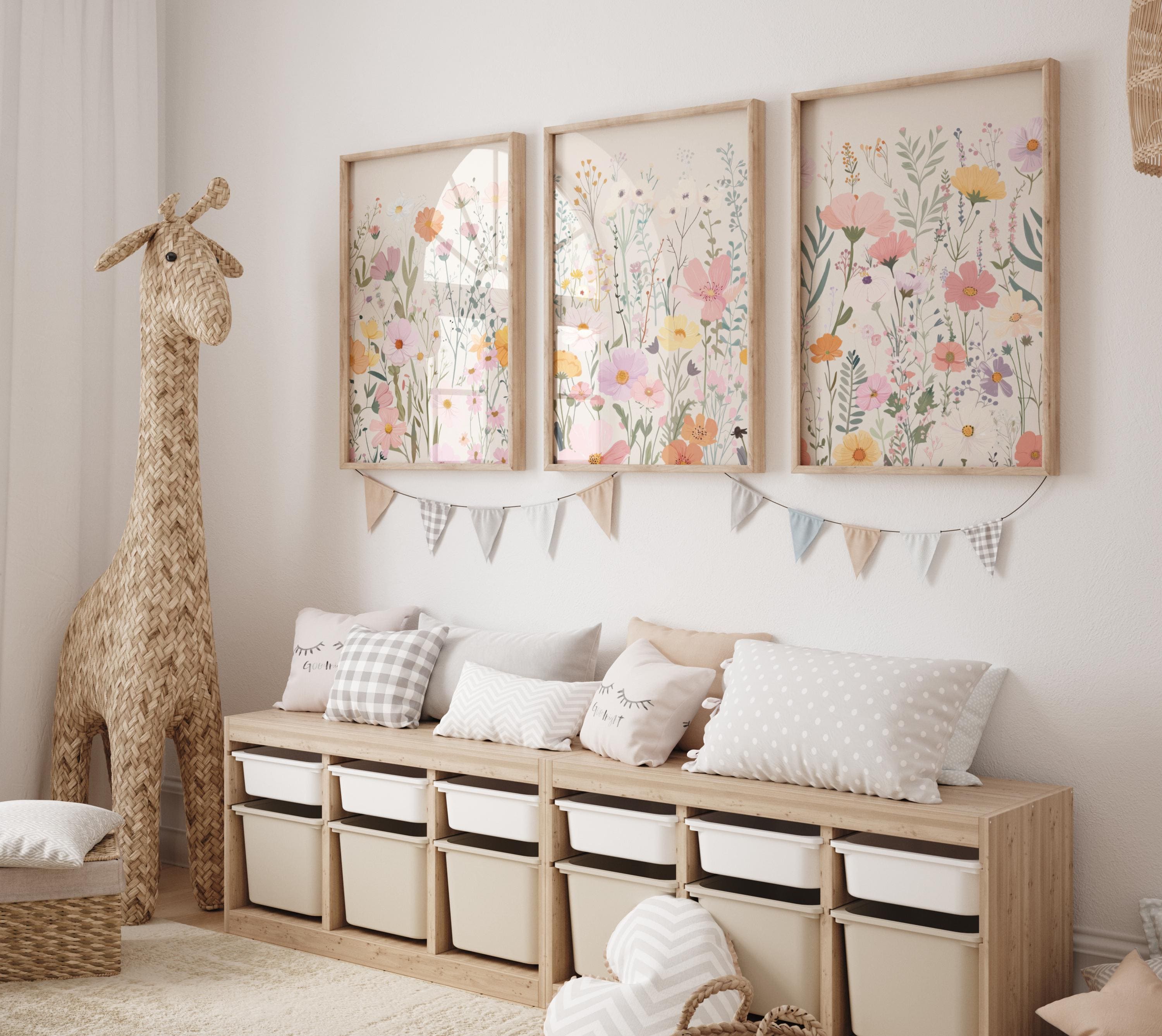Wildflower Print Set of 3, Boho Floral Botanical Wall Art, Wildflower ...