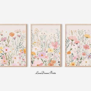 Wildflower Print Set of 3, Boho Floral Botanical Wall Art, Wildflower ...