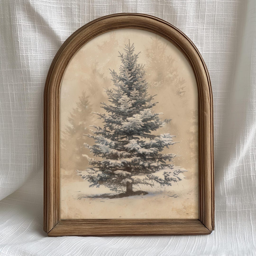 LANCHI95 Set Di 6 Stampe Artistiche Con Alberi Di Pino, Poster Botanici Vintage 20x25 Cm, Decorazione Natale Invernale Senza Cornice, Carta Opaca 300g/m² - 4