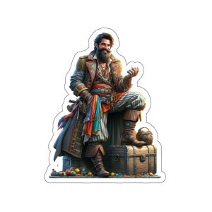 Male pirate 3(vinyl sticker, vinyl decal, laptop, tumbler, notebook, safe, pirates, adventure, sailing, treasure, black flag, jolly roger)