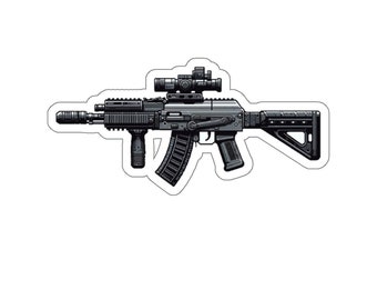 AK Rifle (vinyl sticker, vinyl decal, laptop, tumbler, notebook, safe)