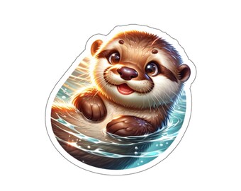 Otter (vinylsticker, vinylsticker, laptop, tuimelaar, notebook, kluis)