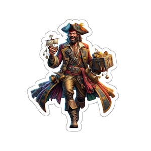 Male pirate 4(vinyl sticker, vinyl decal, laptop, tumbler, notebook, safe, pirates, adventure, sailing, treasure, black flag, jolly roger)