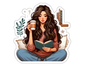 Coffee and Books   (vinyl sticker, vinyl decal, laptop, tumbler, notebook, safe, reading, coffee, latte, bookworm, peace,)