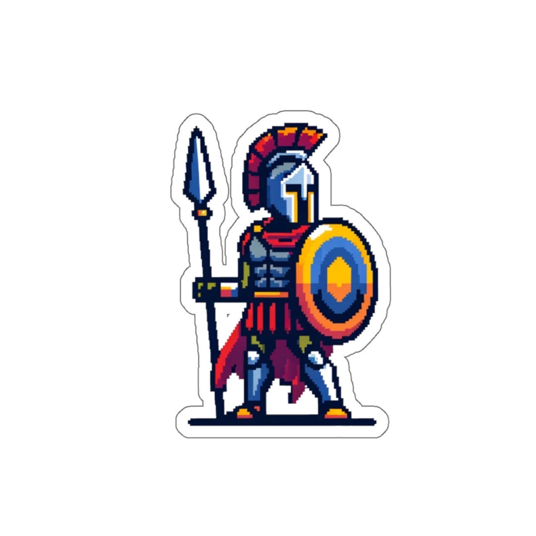 8bit Spartan Sticker (vinyl Sticker, Vinyl Decal, Laptop, Tumbler ...