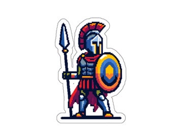8Bit Spartan Sticker (vinyl sticker, vinyl decal, laptop, tumbler, notebook, safe)