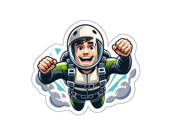 Male Skydiver (vinyl sticker, vinyl decal, laptop, tumbler, notebook, safe)