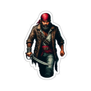 Male pirate 15(vinyl sticker, vinyl decal, laptop, tumbler, notebook, safe, pirates, adventure, sailing, treasure, black flag, jolly roger)
