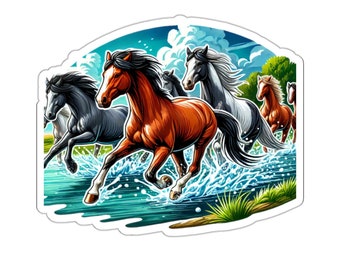 Wild horses (vinyl sticker, vinyl decal, laptop, tumbler, notebook, safe, pony, stallion)