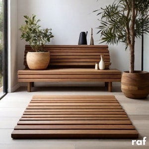 30x30 Inches Wooden Bathroom Mat Floor Shower Rug Natural Must Have ...