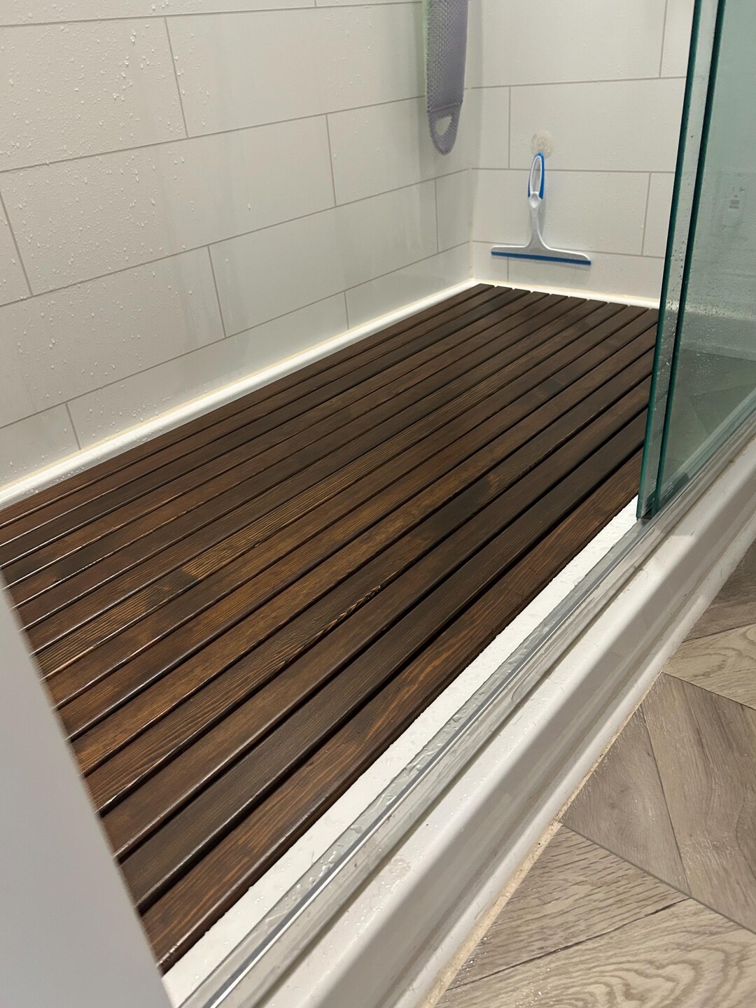 Premium Wooden Bath Mat Customizable, Waterproof, Non-slip, for Bathroom or Outdoor Tub, All ...