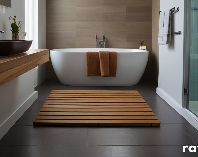 Foldable Wooden Bathroom Mat, Indoor & Outdoor Durable Vertical Mat ...