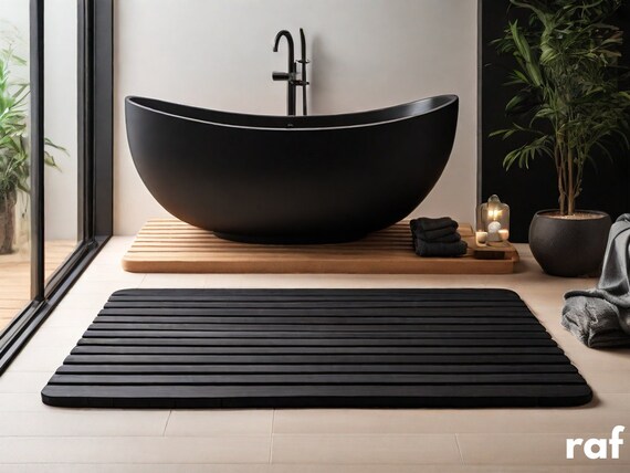 Black Bathroom Mat Ebony Shower Rugs Bathroom Coating Bathroom Flooring New Home Bathroom Decoration Luxury Bathroom Decor Etsy